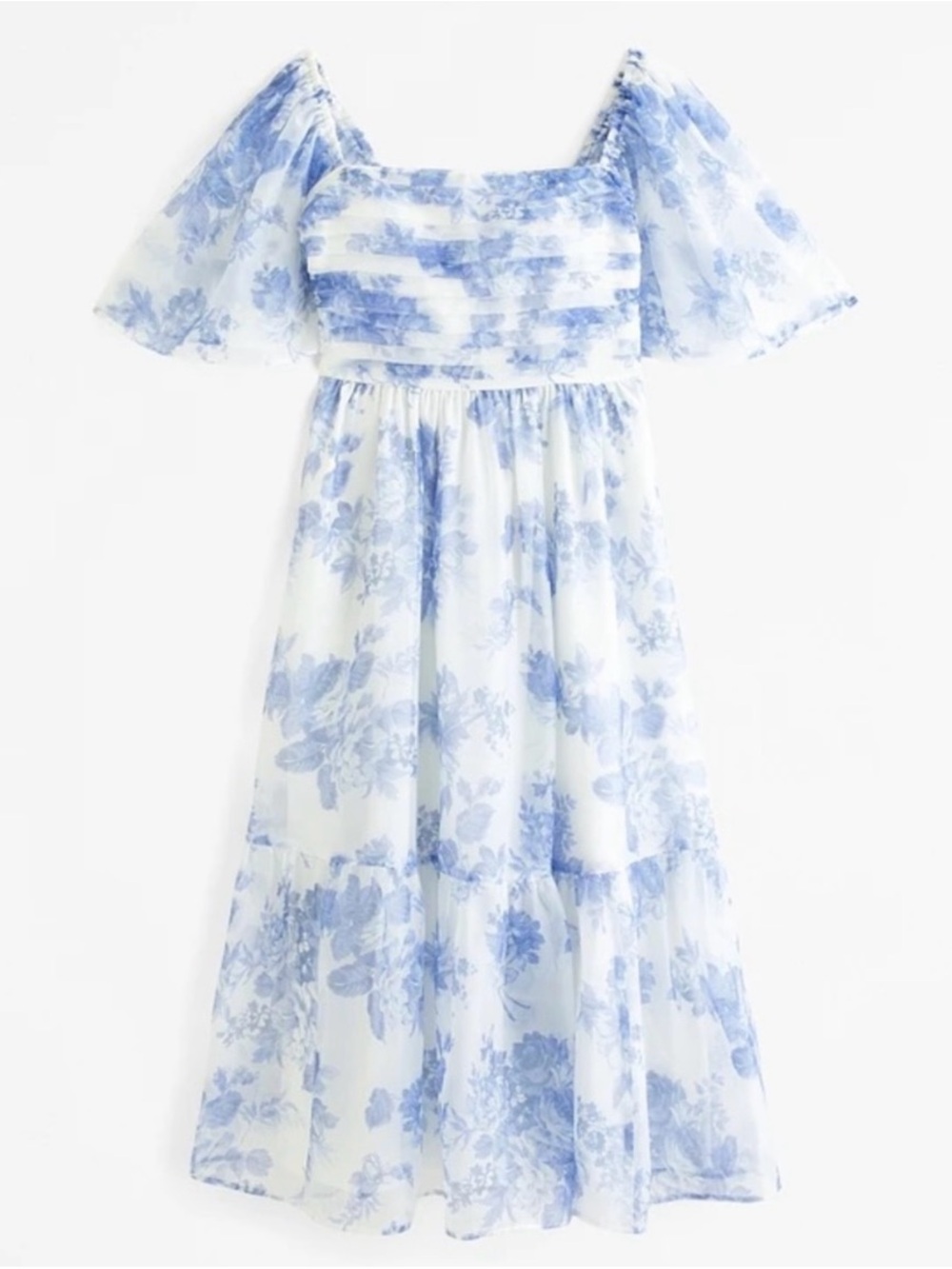 abercrombie and fitch emerson angel light blue floral white midi dress